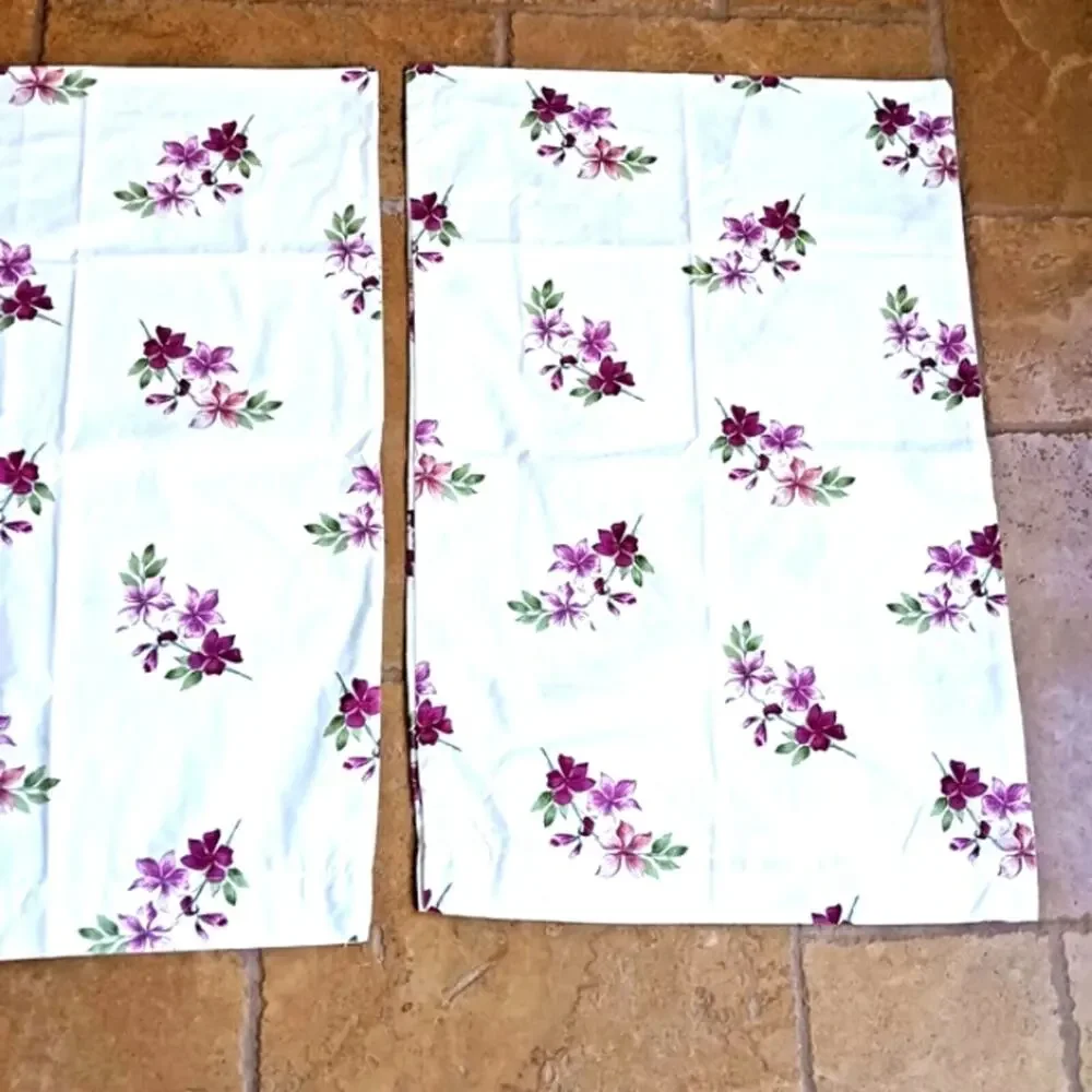 2 Bed‎ Pillow Cases Vintage Floral French Country VIOLETS Cottage Farm Romantic